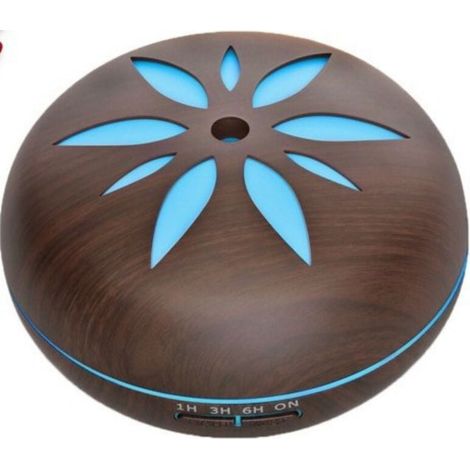 Humidificateur ultrasonique d'atomiseur de diffuseur d'aromathérapie de 550ML brun foncé, bande lumineuse d'aromathérapie d'huile d'aromathérapie d'humidificateur d'intérieur 7 couleurs LED bois foncé (1/4)