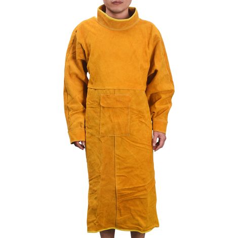 Vêtements de travail réversibles en cuir de vachette, col montant, manches longues, ignifugés, pour soudage. (1/5)