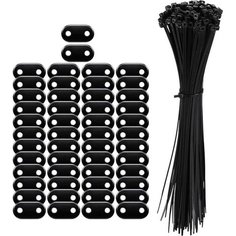 50 Ensemble Kit de Fixation pour Brise-Vue y Compris Les Attaches de Câble et Fixation des Plaques de Montage Kit de Montage en PVC pour Tapis d'Intimité Clôtures de Jardin (1/5)