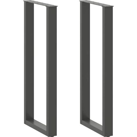 Set di 2 gambe regolabili per tavolo da bar a forma di U 40 x 110-111 cm stile moderno finitura elegante in acciaio antracite 020057482