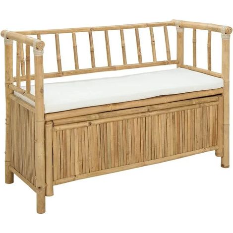 Banc de rangement de jardin, 110 x 47 x 80 cm, en bambou naturel. (1/5)