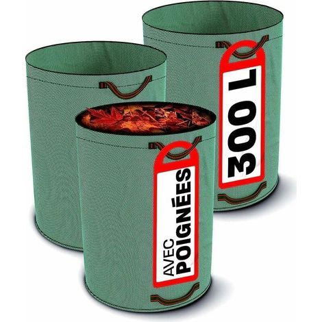 Royaluxe – 3 x 300-Liter-Gartenmüllsäcke – mit 4 reißfesten Griffen – faltbar – wiederverwendbar – robust – Abfallsäcke (1/4)