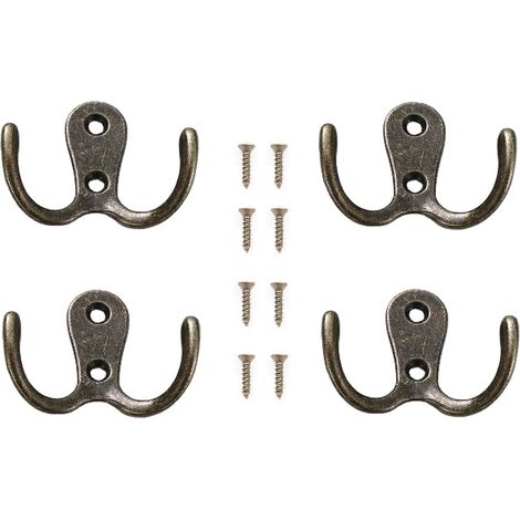Lot de 10 patères doubles à griffes, patères doubles, patères murales pour salle de bain, chambre, porte, mur, style vintage, cintre en métal (1/5)