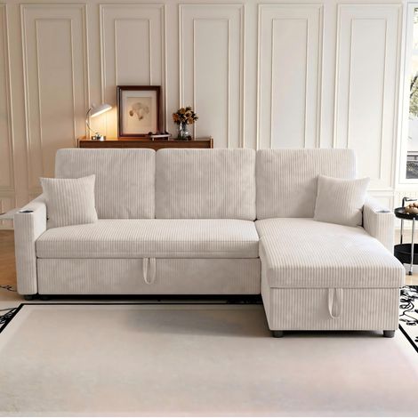 Verstellbare Eckcouch mit Stauraum, beige HAVRYA (1/5)