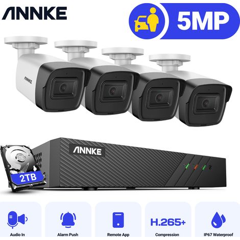 ANNKE 5MP PoE Überwachungskamera Set Außenbereich Nachtsicht Audio, Bewegungserkennung 4x5MP IP Kameras, 2TB (1/5)