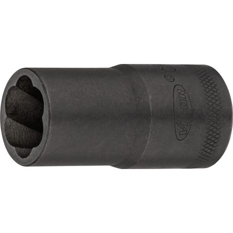 VIGOR Spiralnutenausdreher-Einsatz, 1/2 (12,5 mm) Vierkant hohl, Außen Schraubenausdreher Profil, SW 16 mm (1/4)