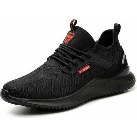 Chaussures de Securité Légère Chaussure de Chantier Protection Embout en Acier Respirantes Antidérapantes Baskets de Sécurité Chaussures de Travail Homme Femme Unisexe Taille 40 Eu, noir