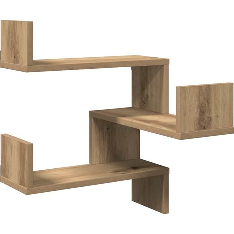 Étagères d'angle murales 2 pcs Étagères flottantes chêne artisanal 40x40x49,5 cm (1/5)