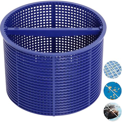 Panier d'écumoire de piscine, panier d'écumoire, panier d'écumoire intégré, panier d'écumoire et filtre, nettoyage efficace, pour la collecte des feuilles (bleu) (1/4)