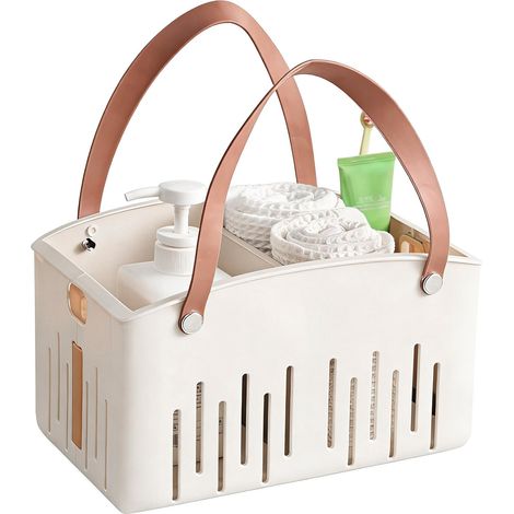Panier de Douche Portable avec Poignée Panier de Rangement Pliable en Plastique Grande Capacité Paniers Ménager pour la Salle Bain Idéal pour Ranger le Shampooing Gel et Produits Nettoyage (1/5)