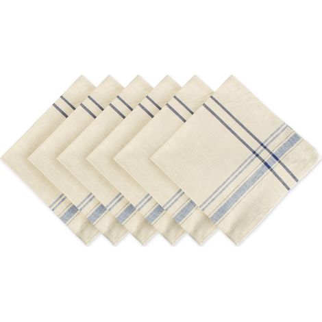 Dessus de Table 100% Coton Rayures françaises, Nautical Blue, Napkin (1/5)