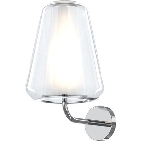 Applique Contemporanea Double Skin Gamma Metallo Cromo Vetro Trasp. 1 Luce E27