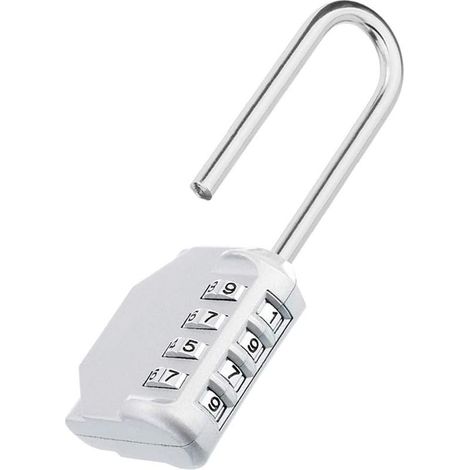 Cadenas Grande anse, 4 Chiffre Numero Cadenas Code Casier, Cadna Avec Code Longue anse Pour Casier Pour Gym, Vestiaire, College, Scolaire Armoire, Escape Game, Argent (1/5)