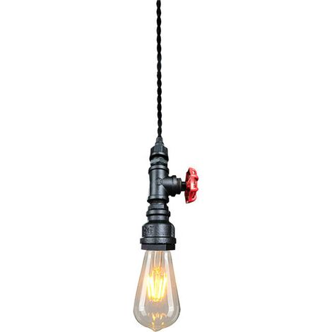 SABIR Créatif Vintage Pendentif Lumière Rétro Industriel Lustre Fer Conduite D'eau Suspendre Lumière Art déco E27 60W Maximum pour Café, Bar, Restaurant, Cuisine, Noir [Classe énergétique A+] (1/5)