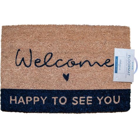 Fußabtreter Welcome happy to see you Kokosfaser Fußmatte 60x40 cm Abtreter (1/4)