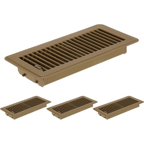 Grilles De Sol, Grilles De Ventilation Métalliques Résistantes Et Marchables Avec Levier De Réglage Facile Pour Grilles De Mur Ou Plafond Maison Bureau, Marron (1/5)