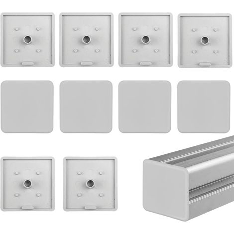 Lot de 10 Bouchons pour Profilés Aluminium 40x40 mm, Embouts de Protection Carrés en ABS Gris, Capuchons pour Tubes Aluminium, Accessoires DIY (1/5)