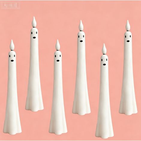 Neue LED-Stabkerzen mit Sensor – Gruseliges Halloween-Lichtsensor-LED-Kerzen-DIY-Set (6 Stück + 1 gelber Stift + 1 schwarzer Stift + 1 grüner Stift + 1 oranger Stift) – Fernbedienungsversion