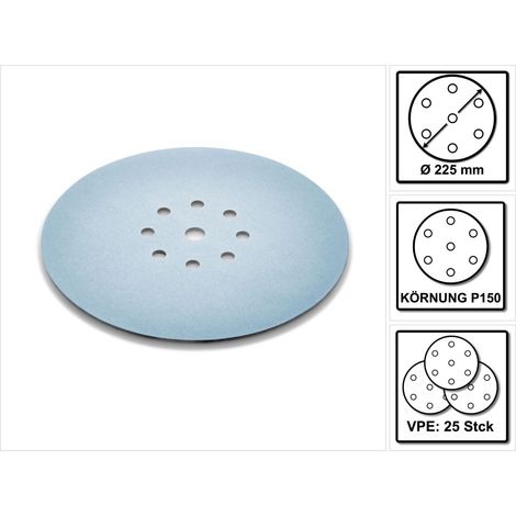 Festool – Disque à lamelles 225mm P150 – 25 pièces – Pour ponçage d'enduits mous – Granat Soft pour surfaces Q3/Q4