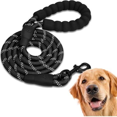 Laisse Chien, Laisse de Dressage pour Chien, Rembourrée, Poignée Souple, Corde pour Chiots et Petits, Moyens et Grands Chiens(1.5 M, Noir) (1/4)