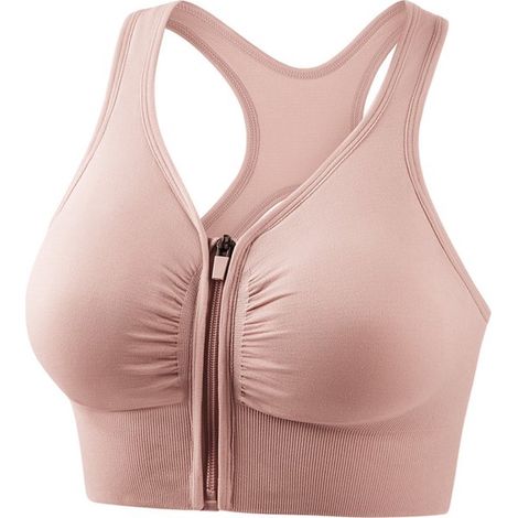 Soutien-gorge de sport femme avec fermeture éclair sur le devant - Soutien-gorge de sport à maintien élevé avec fermeture éclair - Effet push-up et respirant - Idéal pour la course, le yoga et le fitn (1/5)