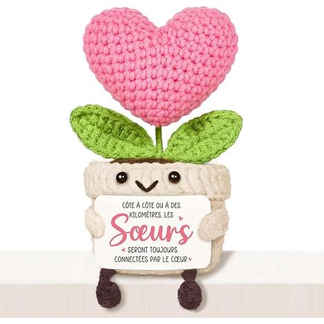 Cadeau Soeur, Femme Anniversaire - Idee Tricotée en Cœur, Grande Sœurs (1/5)