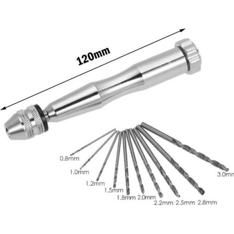 Perceuse Manuelle - 10 Forets 3 mm à 8 mm - Pour Bois et Plastique - Outil Manuel de Précision (1/5)