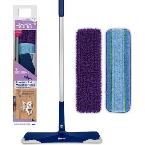 Balai à poussière avec pads en microfibre – Élimine poils d'animaux et poussière – Action électrostatique – Réutilisable et écologique – Bona