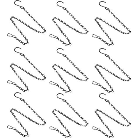 Lot de 12 chaînes de suspension pour plantes avec double crochet, 58,5 cm (23 po), supportant jusqu'à 3 000 g (6,6 lb), pour la suspension de fleurs de jardin. (1/5)