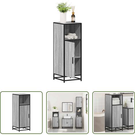 vidaXL Badezimmer Möbel - Badschrank Grau Sonoma 35x37,5x100 cm Holzwerkstoff (1/5)