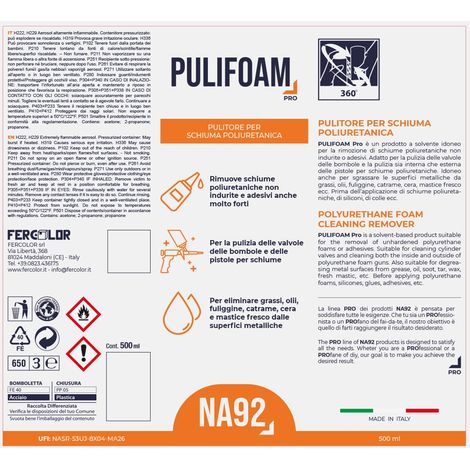 Pulitore per Schiuma Poliuretanica NA92 PULIFOAM ML.500 - A Base di Acetone