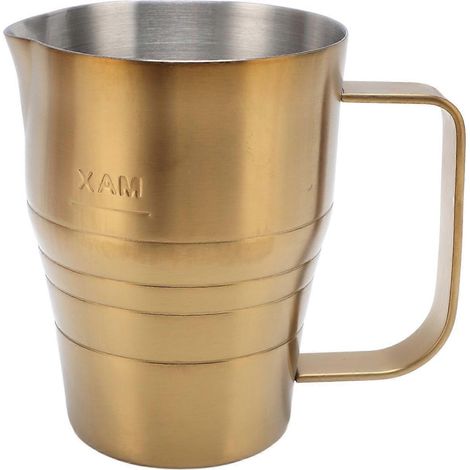 Kaffeeaufschäumbecher, goldener Latte-Art-Becher aus Edelstahl 304, Milchaufschäumkännchen für die Getränkezubereitung (1/4)
