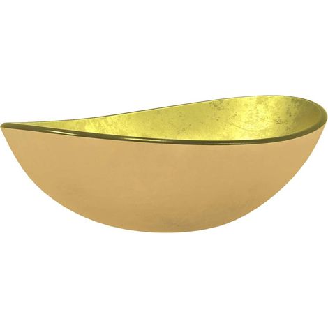 Waschbecken/Waschmuschel/Waschtisch Hartglas 54,5x35x15,5 cm Golden (1/5)
