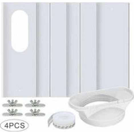BelleRise - 4pcs Kit Fenêtre – Plaques PVC réglables 43-140cm pour tuyau 13/15cm, étanche – Clim mobile, Blanc (1/5)