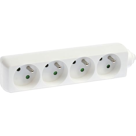 Bloc de 4 prises 2P+T à câbler - blanc - Eur'Ohm