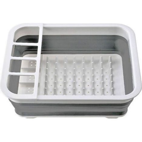 Égouttoir À Vaisselle - Pliable Silicone PP TPR - Pour Camping-Car Voiture Plein Air - 36.5 X 31.4 X 13 Cm Déplié - Gris (1/5)