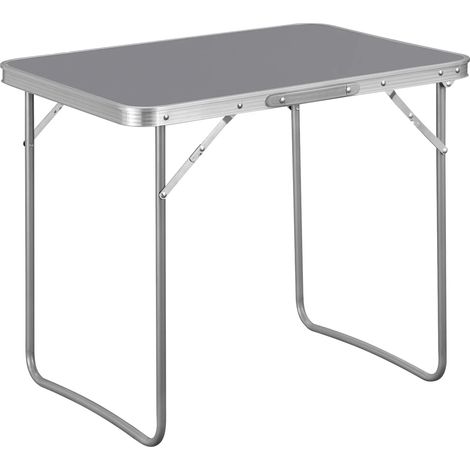 Table pliante multifonction légère 70 x 60 x 50 cm, plateau gris, structure en aluminium et fer, idéale pour camping, pique-nique, pêche et coffre de voiture  CHICFURN (1/5)