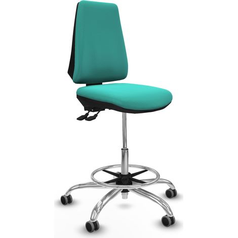 Taburete Elche AS similpiel turquesa base cromada ruedas 65mm engomadas