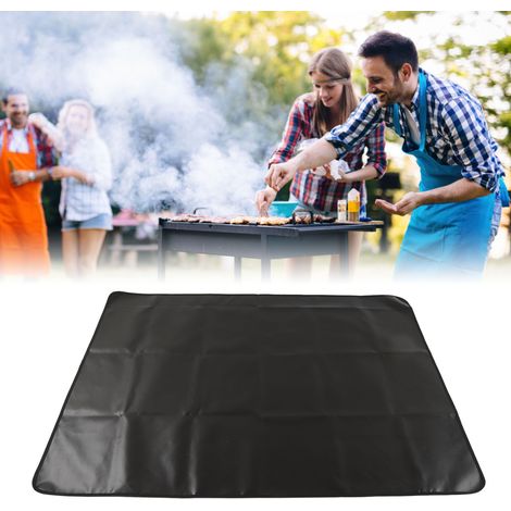Tapis de barbecue pour espaces extérieurs : tapis ignifugé double face en silicone et fibre de verre, tapis pour foyer extérieur pour barbecue, rectangulaire 152 x 122 cm (1/5)