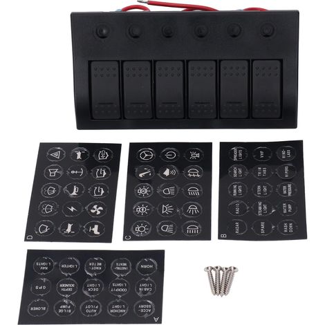 Panneau d'interrupteur à bascule LED 12V 24V, 3 X 10A 15A, 6 gangs avec protection contre les surcharges, pour bateau, Yacht, RV, Bus (1/5)
