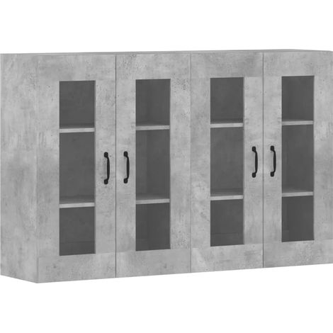Set di 2 armadietti da parete pratici grande spazio di archiviazione 69,5 x 34 x 90 cm in legno ingegnerizzato grigio cemento 020055408
