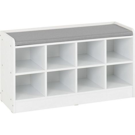 Portland Shoe Bench - L34.5 x W97 x H55 cm - White/Steel Fabric