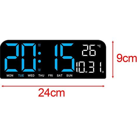 Digitaler Wecker mit Temperaturanzeige, Tischuhr, LED-Anzeige mit 4 einstellbaren Helligkeitsstufen für Schlafzimmer, Klassenzimmer, Büro (Farbe: blau) (1/5)