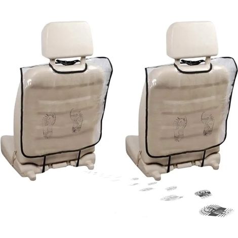 Housse de protection pour dossier de siège auto, housse de protection pour siège arrière de voiture enfant, résistante à la poussière, à la boue et aux rayures, 58 cm x 42 cm, lot de 2 (transparent) (1/4)