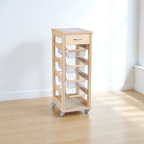 Carrello SALVASPAZIO portafrutta e cassetti NATURALE (1/5)