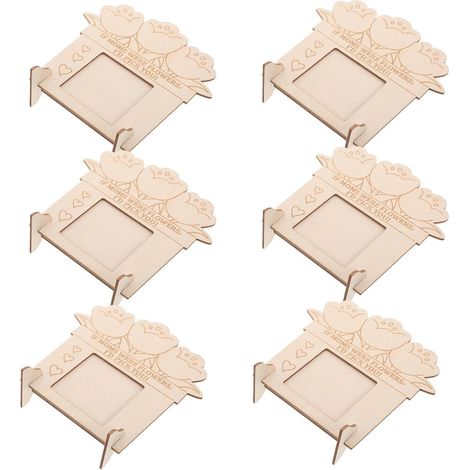 Lot de 6 Cadres Photo Bois Beige de Tulipes à Décorer, Surface Vierge pour Peinture, Décoration Maison Polyvalente, Présent Créatif pour Fête des Mères (1/5)