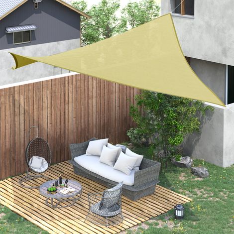 6x4 m - Voile d’auvent rectangulaire Voile ombragée conçu pour terrasse jardin Polyester couleur sable anti-UV