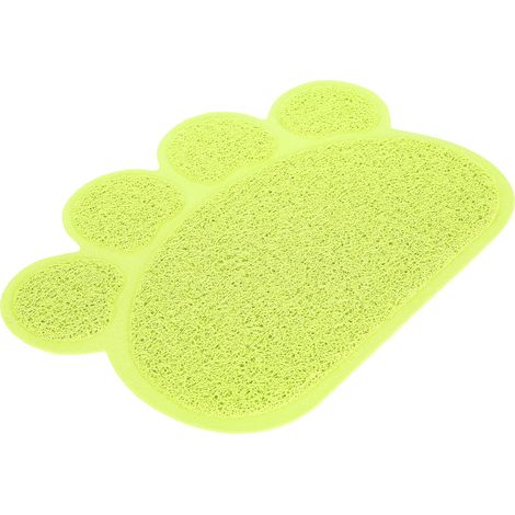 Tapis de litière en PVC pour chat et chien, imperméable et antidérapant, en forme de patte, pour gamelle, accessoires pour animaux (forme de patte verte) (1/5)