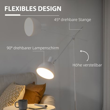 Lampadaire industriel réglable en hauteur avec interrupteur au pied, 30x30x131 cm, noir