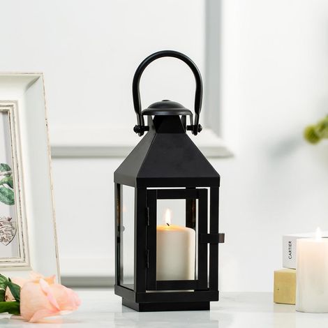 Lanternes Jardin pour Bougies, Bougeoir Pilier Style Vintage 20cm Haut, Bougeoirs d'halloween en Métal, Lanternes Bougie Décoratives Suspendues pour Mariage Fêtes Noël Intérieur (1/5)